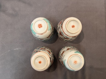 A set of 12 Chinese famille verte cups and saucers with floral design, Kangxi