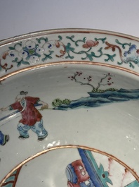 A Chinese famille rose 'ladies and playing boys' basin, 19th C.