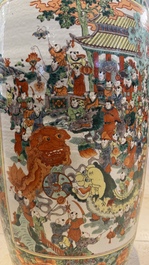 A large Chinese famille verte '100 boys' vase, 19th C.