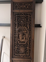 Four Chinese carved and openworked wooden doors, early 20th C.