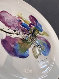 Zao Wou Ki 趙無極 (1920-2013): 'Orchid' plate, dated 1986