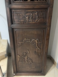 Four Chinese carved and openworked wooden doors, early 20th C.