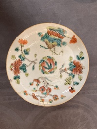 An impressive collection of 53 Chinese famille rose saucers, dishes and bowls, 19th C.