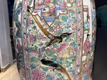 A massive Chinese Canton famille rose 'Romance of the Three Kingdoms' vase, 19th C.