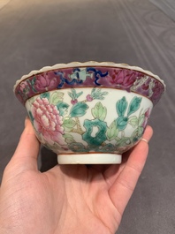 Six Chinese famille rose 'phoenix and peony' bowls and plates for the Straits or Peranakan market, Republic