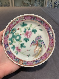 Six Chinese famille rose 'phoenix and peony' bowls and plates for the Straits or Peranakan market, Republic