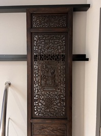 Four Chinese carved and openworked wooden doors, early 20th C.