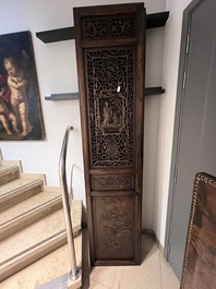 Four Chinese carved and openworked wooden doors, early 20th C.