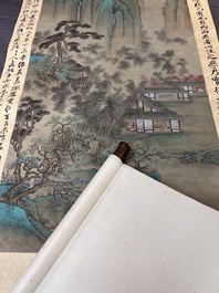 Follower of Wang Hui 王翚 (1632-1717): 'Landscape', ink and colour on paper, dated 1713