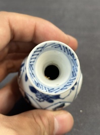 Five Chinese blue and white 'Long Eliza' miniature vases, Kangxi