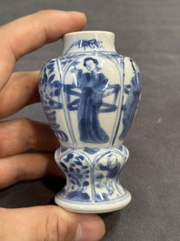 Seven Chinese miniature blue and white vases, Kangxi and later