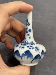 Seven Chinese miniature blue and white vases, Kangxi and later
