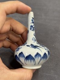 Seven Chinese miniature blue and white vases, Kangxi and later