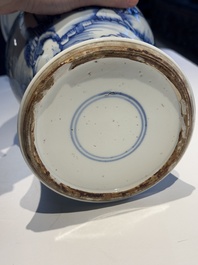 A Chinese blue and white 'landscape' 'yenyen' vase, Kangxi