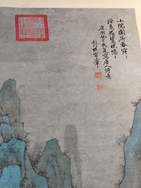 Follower of Wang Hui 王翚 (1632-1717): 'Landscape', ink and colour on paper, dated 1713