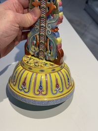 A large Chinese famille rose Buddhist emblem altar ornament, Qianlong mark and of the period