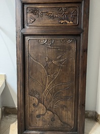 Four Chinese carved and openworked wooden doors, early 20th C.