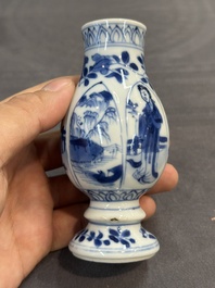 Seven Chinese miniature blue and white vases, Kangxi and later