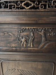Four Chinese carved and openworked wooden doors, early 20th C.