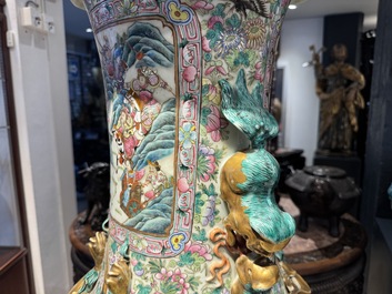 A massive Chinese Canton famille rose 'Romance of the Three Kingdoms' vase, 19th C.