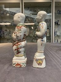 Five Chinese famille rose and verte wares, Kangxi/Qianlong