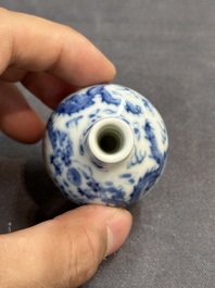 Seven Chinese miniature blue and white vases, Kangxi and later