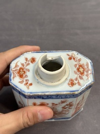 Ten Chinese Imari-style, blue and white tea caddies, Kangxi/Yongzheng