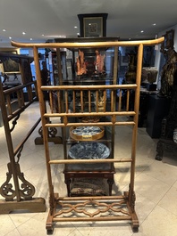 Two Chinese hardwood clothing racks, 19th C.