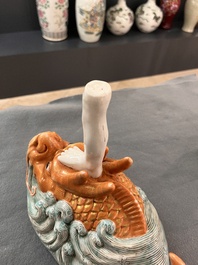 A Chinese famille rose sculpture of Kuixing, 19/20th C.