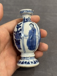 Five Chinese blue and white 'Long Eliza' miniature vases, Kangxi