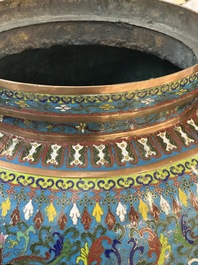 A large Chinese cloisonn&eacute; 'dragon' tripod censer and cover, Republic