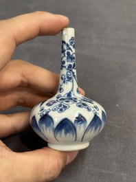 Seven Chinese miniature blue and white vases, Kangxi and later