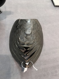 A Chinese bronze duck-form incense burner, Ming