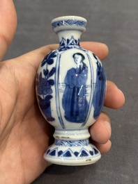 Five Chinese blue and white 'Long Eliza' miniature vases, Kangxi
