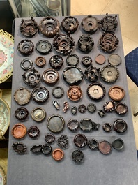 A large collection of 103 Chinese wooden stands, covers and other wood works, 19/20th C.