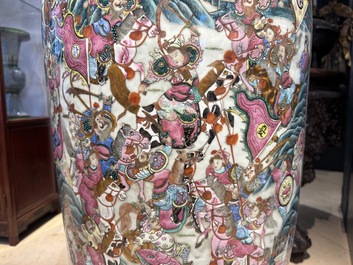 A massive Chinese Canton famille rose 'Romance of the Three Kingdoms' vase, 19th C.