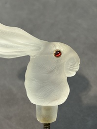 Peter Carl Faberg&eacute; (1846-1920): A crystal hare head-form cane handle with ruby-inset eyes