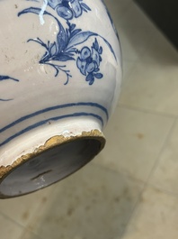 Two blue and white Dutch Delft chinoiserie vases, 17th C.