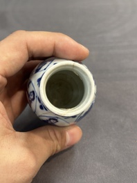 Seven Chinese miniature blue and white vases, Kangxi and later