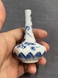 Seven Chinese miniature blue and white vases, Kangxi and later