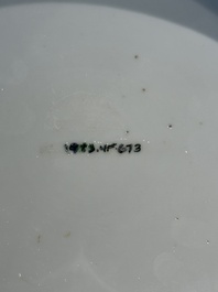 A rare Chinese blue and white cylindrical box and cover for the Chinese or Thai market, Jin Tang Fa Ji 錦堂發記 mark, Daoguang