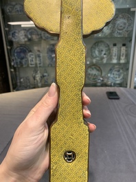 A Chinese cloisonn&eacute; yellow-ground 'peach and shou' ruyi sceptre, Republic