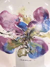 Zao Wou Ki 趙無極 (1920-2013): 'Orchid' plate, dated 1986