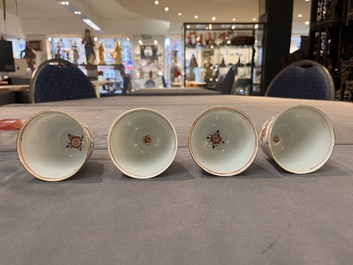A set of 12 Chinese famille verte cups and saucers with floral design, Kangxi