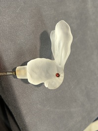 Peter Carl Faberg&eacute; (1846-1920): A crystal hare head-form cane handle with ruby-inset eyes