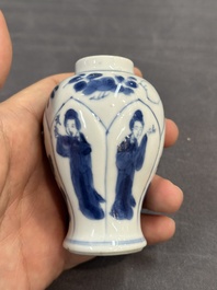 Five Chinese blue and white 'Long Eliza' miniature vases, Kangxi