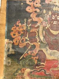 A fine Sino-Tibetan 'Mahakala' thangka, 19th C.