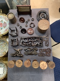 A large collection of 103 Chinese wooden stands, covers and other wood works, 19/20th C.