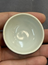 Six Chinese blue and white shipwreck bowls and three covered boxes from the Hatcher and Nanking cargo, Transitional period and Qianlong