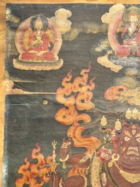A fine Sino-Tibetan 'Mahakala' thangka, 19th C.